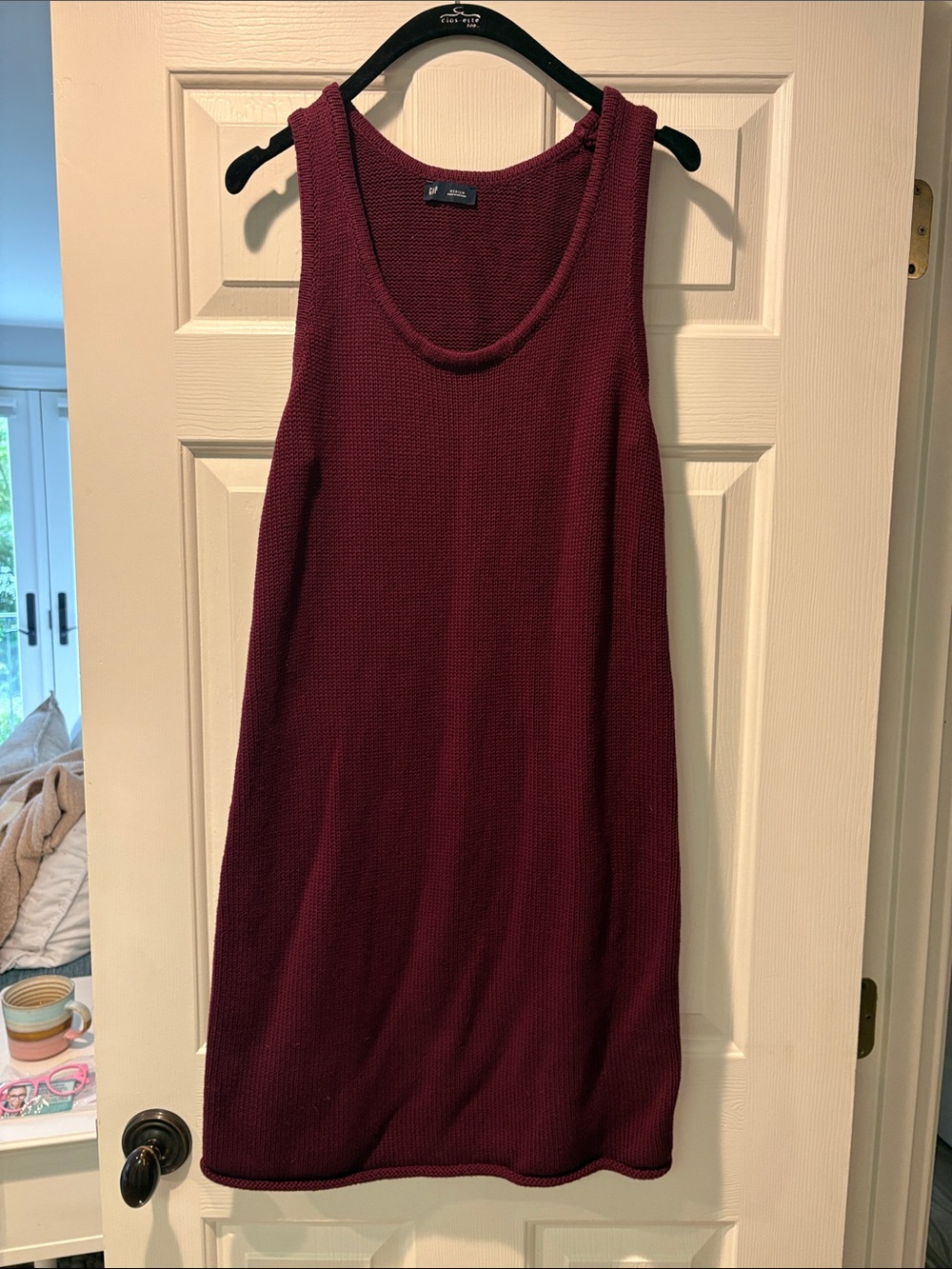 GAP Sleeveless Midi Knit Dress in Wine